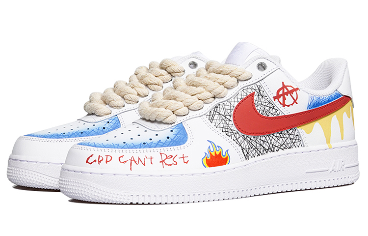 Lookbook (W) [定制鞋] 耐克空军一号 低帮 '街头涂鸦红黄蓝' DD8959-100(TeamP-女款街头涂鸦红黄蓝)