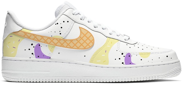 【定制球鞋】Nike Air Force 1 Low 空軍一號 小甜筒 噴繪 美食主題定制 休閒 防滑耐磨 低筒 板鞋 女款 白黃 Order 【定制球鞋】Nike Air Force 1 Low 空軍一號 小甜筒 噴繪 美食主題定制 休閒 防滑耐磨 低筒 板鞋 女款 白黃