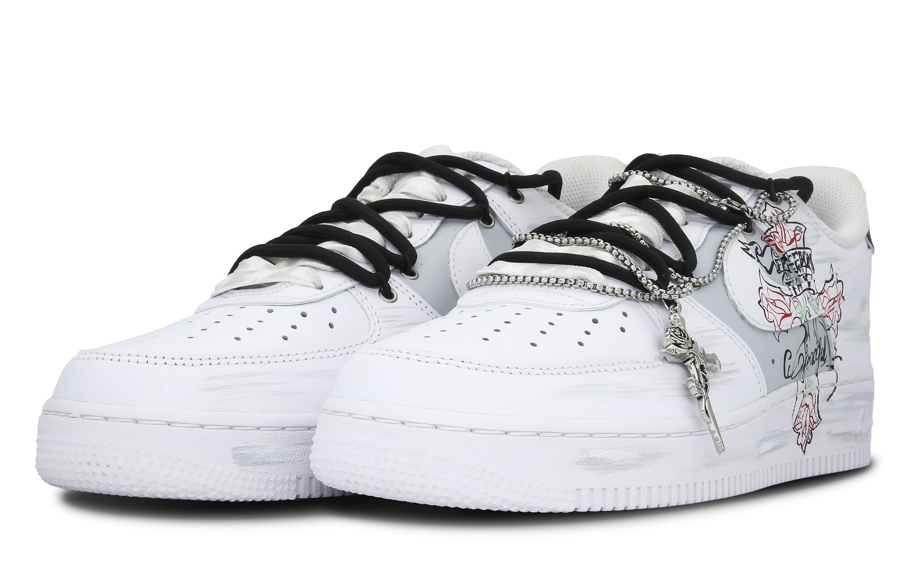 Lookbook (W) [Kasut Custom] Nike Air Force 1 Low 'Thorn Rose Romantic Cross' DD8959-100(Team28-女款浪漫空军十字架)