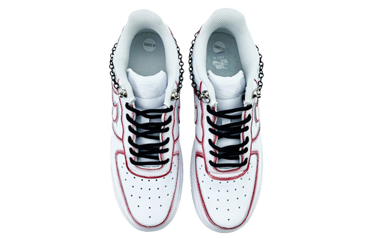 Shop (W) [Kasut Custom] Nike Air Force 1 Low 'Thorn Vine Rose Petal Splatter Putih Merah Hitam' DD8959-100(Team40-AF1女款荆棘之心红黑)