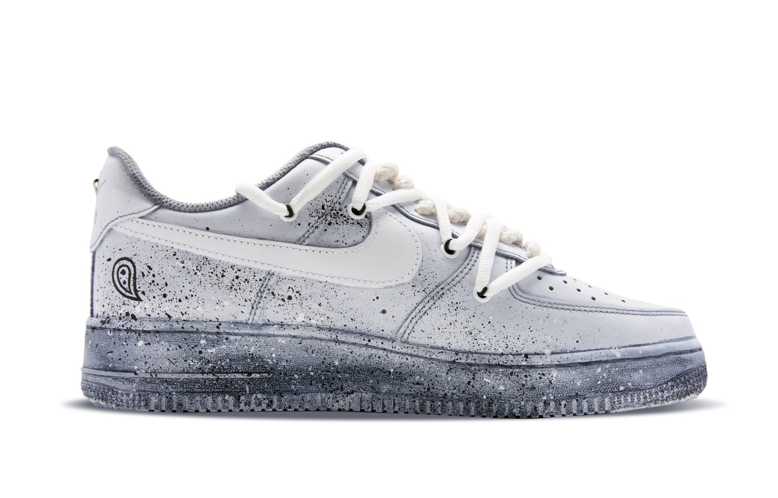 [Custom Shoes] (W) Nike Air Force 1 Low 'Tie-Dye Paisley Black Grey' 圖 2