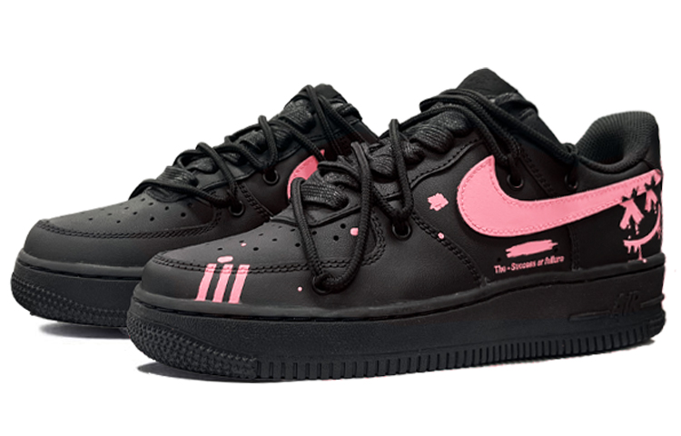 Lookbook (W) [定制鞋款] 耐克空军一号低帮'Tiffany蓝黑解构卡通笑脸' DD8959-001(TeamK-粉色桃夭)