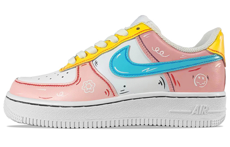 [Custom Shoes] (W) Nike Air Force 1 Low 'Triple White Peach Graffiti Vibe'