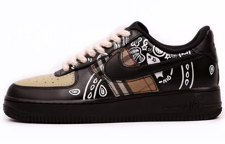 custom-shoes-women-nike-air-force-1-low-triple-black-custom-with-cashew-flower-pattern-and-graffiti