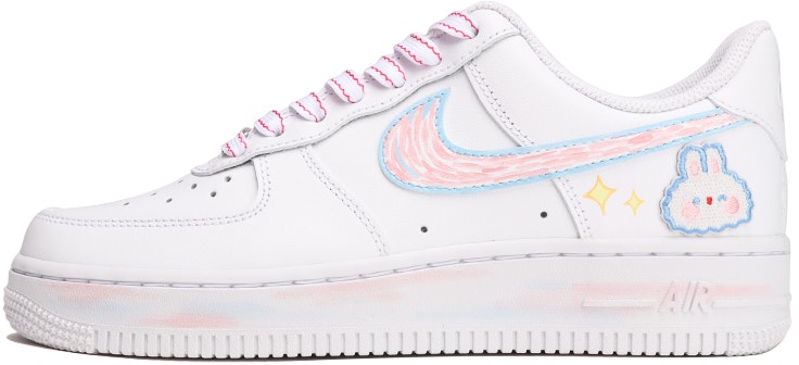 custom-shoes-women-nike-air-force-1-low-triple-white-cute-bunny