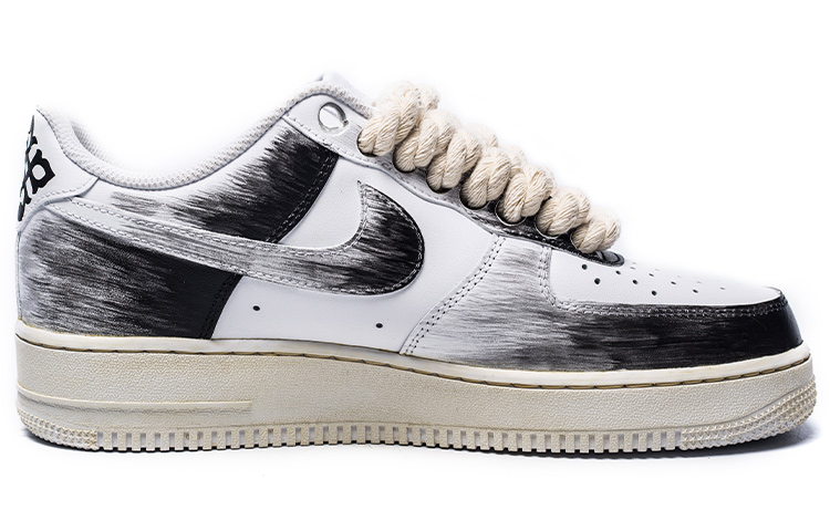 Order 【定制球鞋】Nike Air Force 1 Low Triple White 空軍一號 水墨書法 中國風 氧化 祥云 麻繩鞋帶 復古 經典 低幫 板鞋 女款 黑白