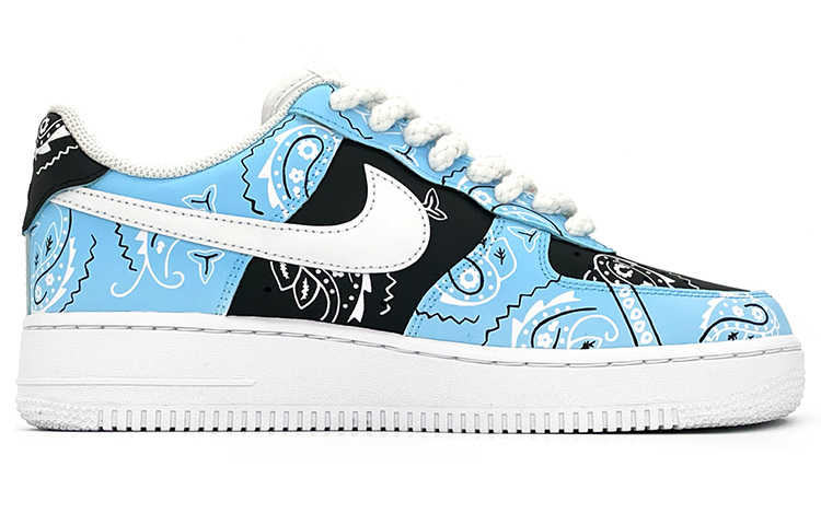Order (W) 나이키 에어포스 1 로우 '화이트/UNC 블루' (커스텀) DD8959-100(Team肆-女款喷绘腰果花)