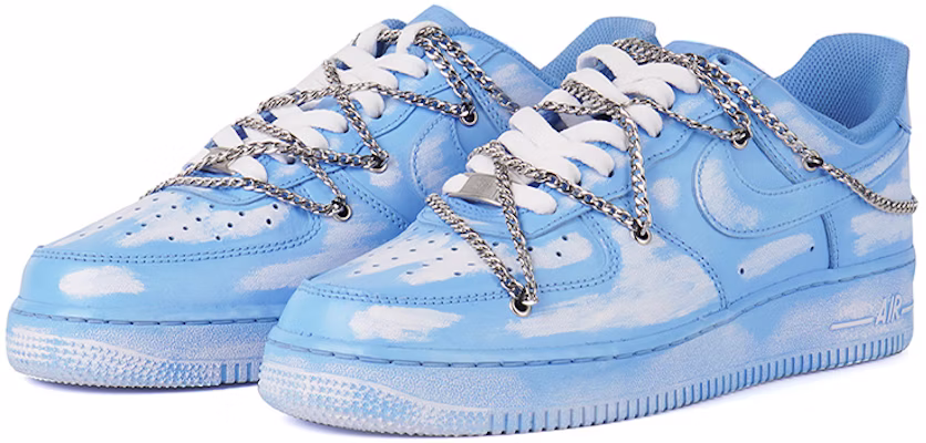(W) 【カスタムシューズ】(女性用) ナイキ エア フォース 1 ロー『トリプルホワイト分解チェーンダーティブルー』 DD8959-100(Team拾柒-女款解构链条蓝色) Lookbook (W) 【カスタムシューズ】(女性用) ナイキ エア フォース 1 ロー『トリプルホワイト分解チェーンダーティブルー』 DD8959-100(Team拾柒-女款解构链条蓝色)