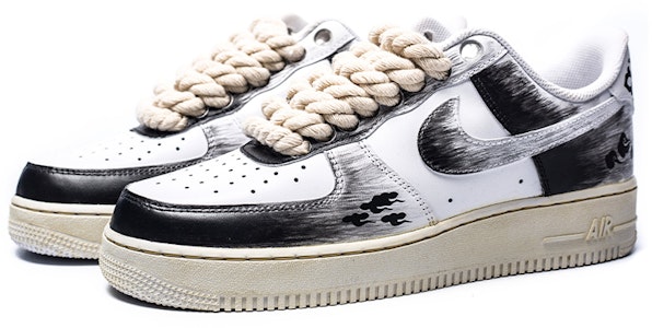 【定制球鞋】Nike Air Force 1 Low Triple White 空軍一號 水墨書法 中國風 氧化 祥云 麻繩鞋帶 復古 經典 低幫 板鞋 女款 黑白 Lookbook 【定制球鞋】Nike Air Force 1 Low Triple White 空軍一號 水墨書法 中國風 氧化 祥云 麻繩鞋帶 復古 經典 低幫 板鞋 女款 黑白