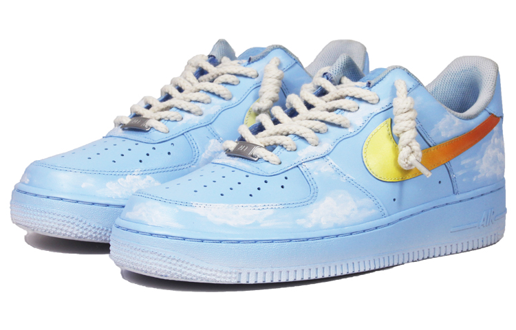 Lookbook (W) [Kasur Kasut] Nike Air Force 1 Rendah 'Triple White Blue Sky Gradient' DD8959-100(TeamJ-蓝天白云女款)