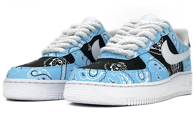 Lookbook (W) 나이키 에어포스 1 로우 '화이트/UNC 블루' (커스텀) DD8959-100(Team肆-女款喷绘腰果花)