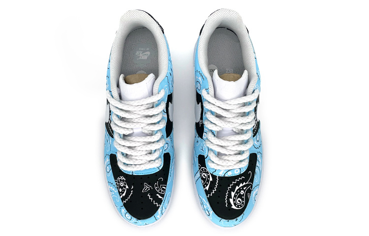 Shop (W) 나이키 에어포스 1 로우 '화이트/UNC 블루' (커스텀) DD8959-100(Team肆-女款喷绘腰果花)