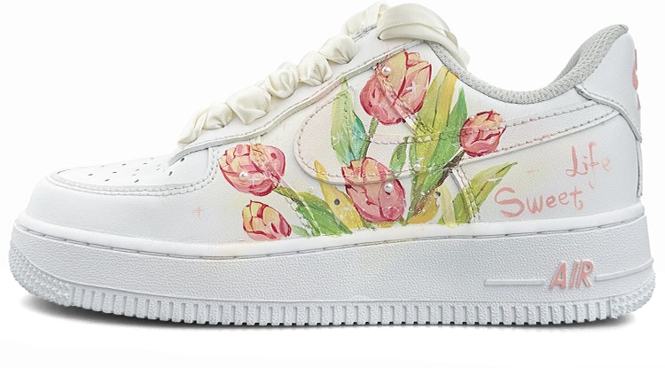 custom-shoes-women-nike-air-force-1-low-tulip-graffiti-white-pink-green