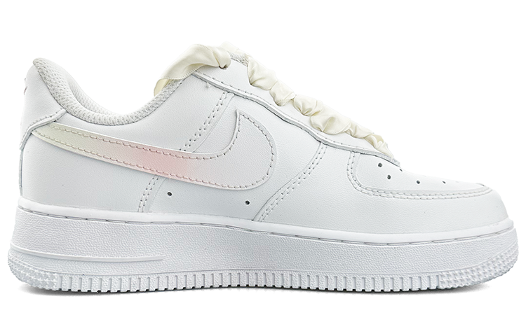 Order 【客製球鞋】Nike Air Force 1 Low 鬱金香 塗鴉 油畫 絲綢鞋帶 潮流 低筒 板鞋 女款 白粉綠