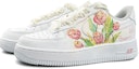 Lookbook 【客製球鞋】Nike Air Force 1 Low 鬱金香 塗鴉 油畫 絲綢鞋帶 潮流 低筒 板鞋 女款 白粉綠