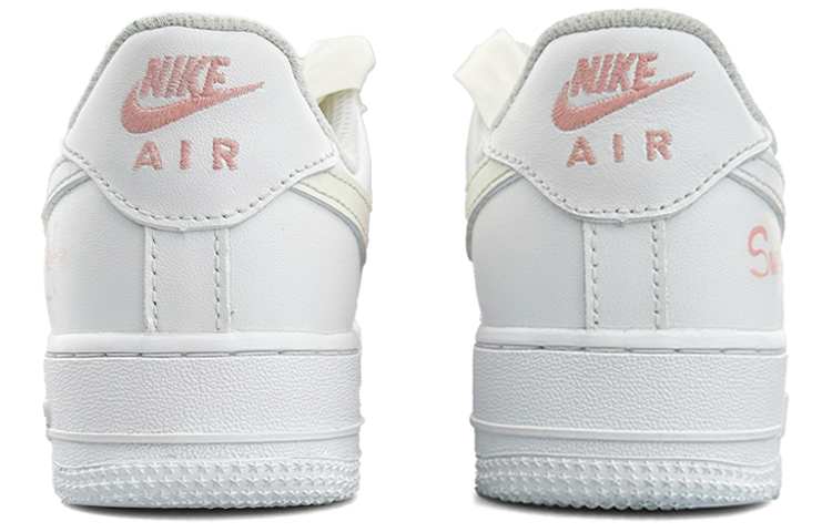 Shop 【客製球鞋】Nike Air Force 1 Low 鬱金香 塗鴉 油畫 絲綢鞋帶 潮流 低筒 板鞋 女款 白粉綠