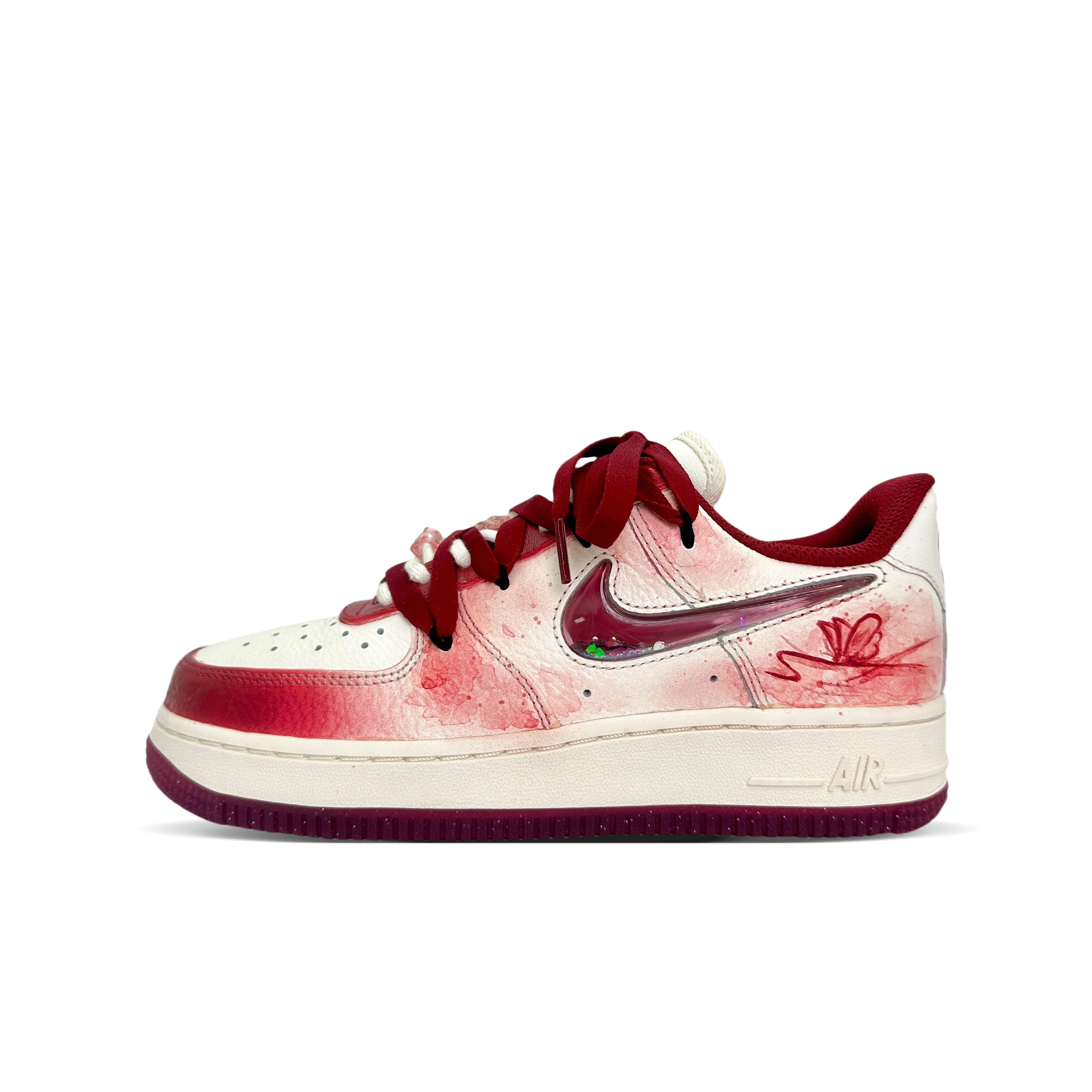 Order 【客製球鞋】Nike Air Force 1 Low "情人節" 畢卡索製造 浪漫血脈 防滑耐磨 低筒 板鞋 女款 白紅