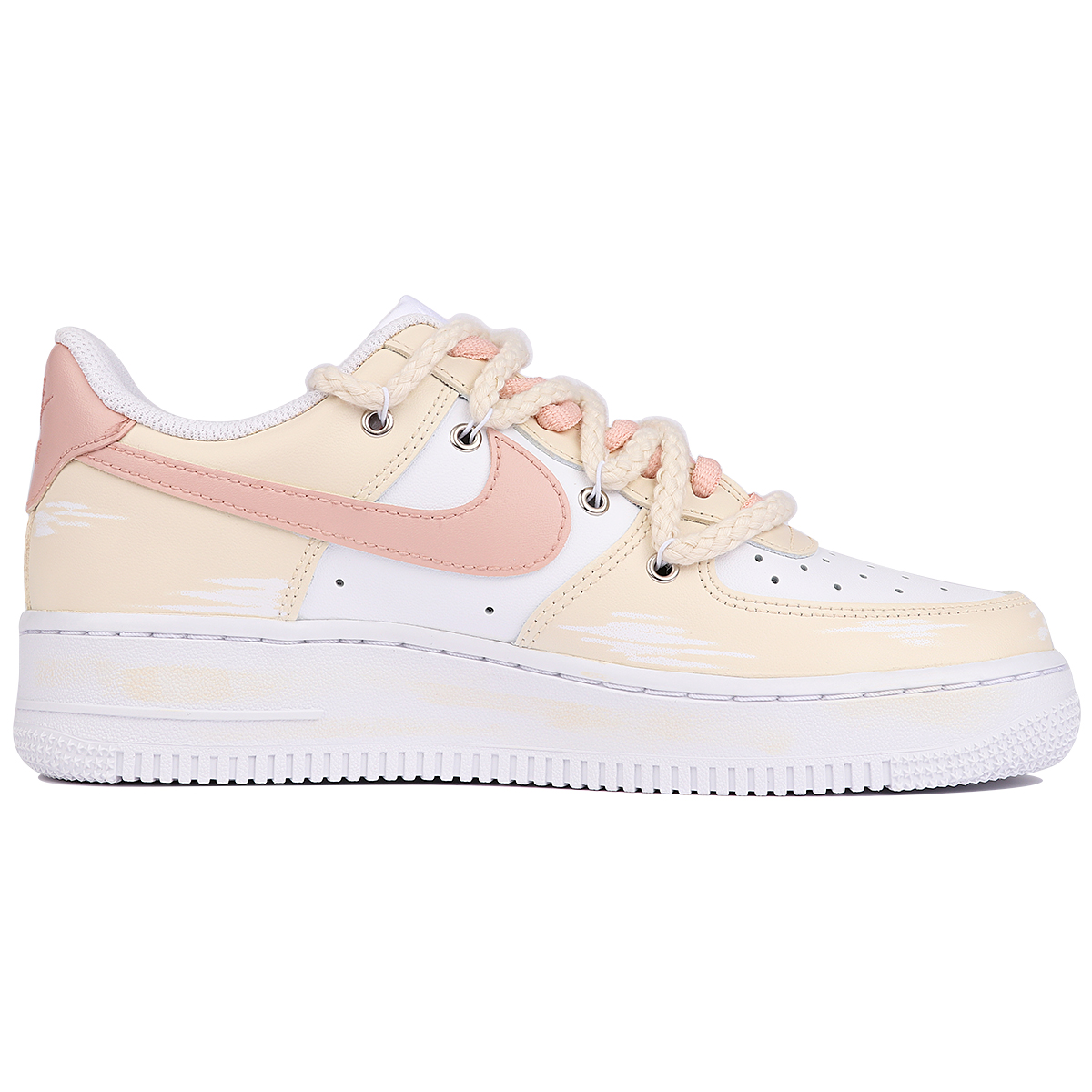Order 【定製球鞋】Nike Air Force 1 Low 空軍一號 玫瑰布貼 復古 做舊 低筒 板鞋 女款 米白
