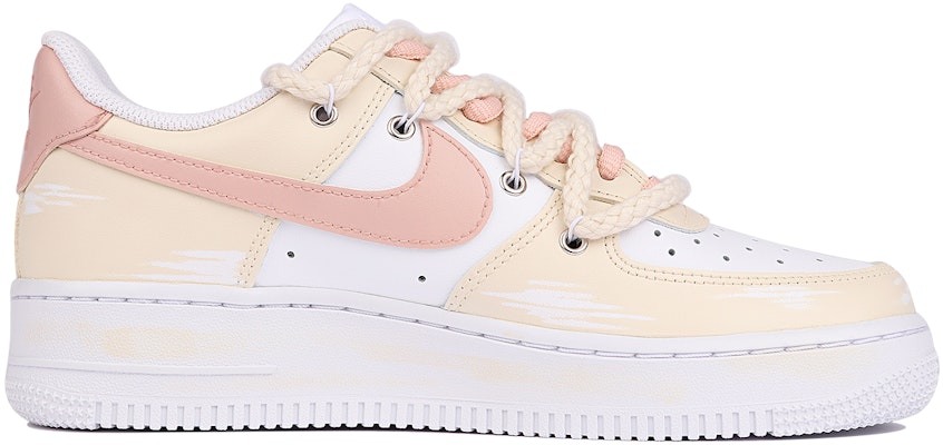 【定製球鞋】Nike Air Force 1 Low 空軍一號 玫瑰布貼 復古 做舊 低筒 板鞋 女款 米白 Order 【定製球鞋】Nike Air Force 1 Low 空軍一號 玫瑰布貼 復古 做舊 低筒 板鞋 女款 米白