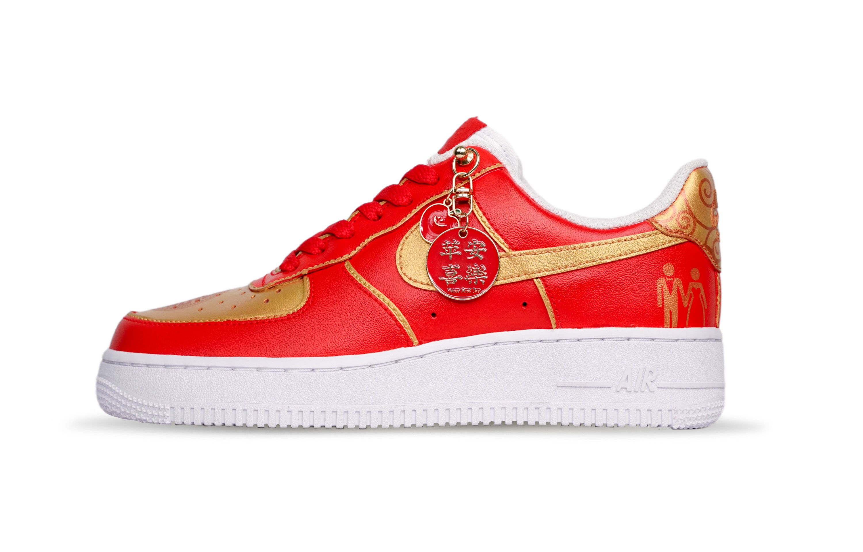 Buy 【自訂球鞋】Nike Air Force 1 Low 婚禮季 蘋安喜樂 柿柿如意 婚鞋 防滑耐磨 低筒 板鞋 女款 紅金
