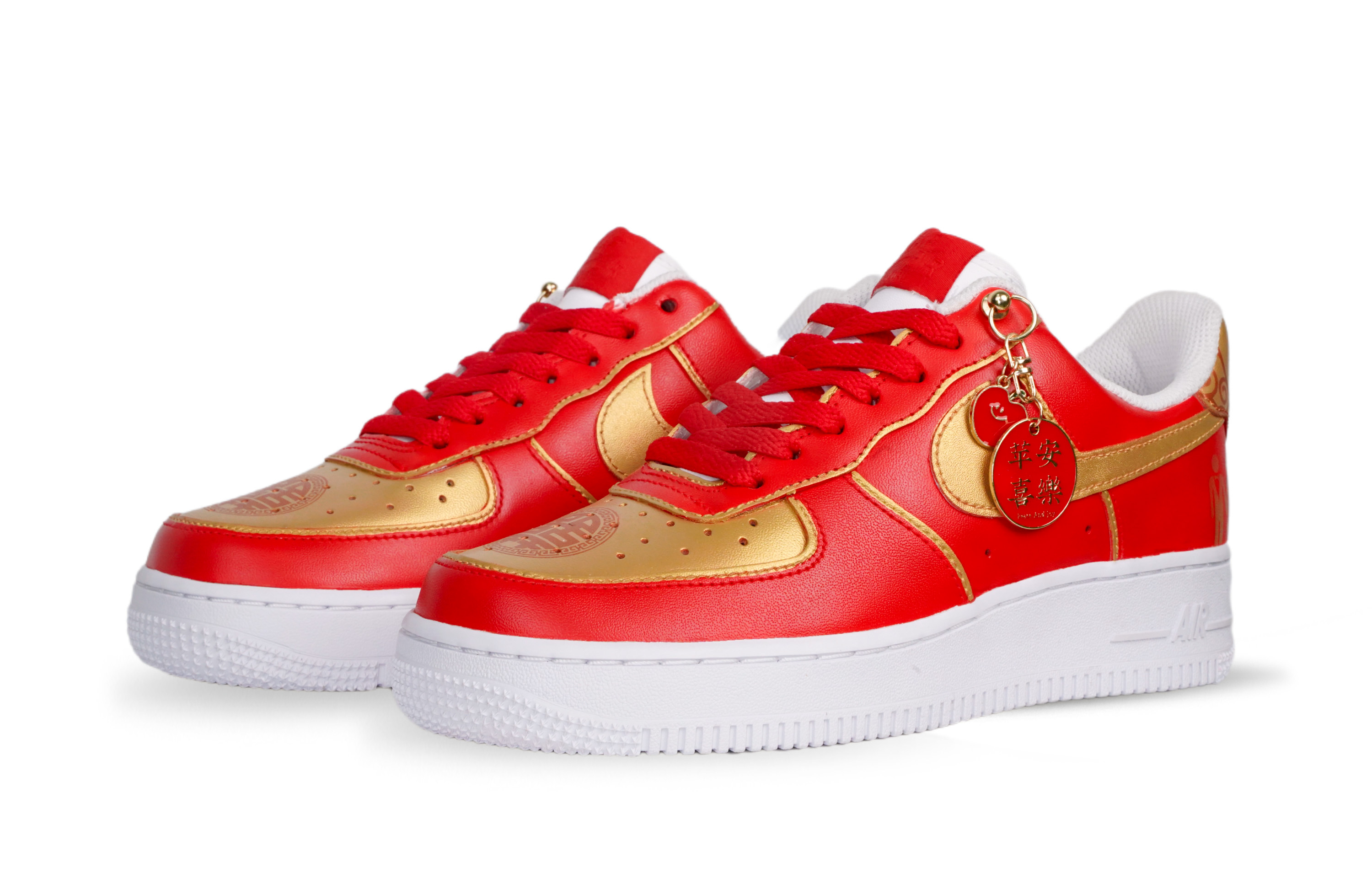 Lookbook 【自訂球鞋】Nike Air Force 1 Low 婚禮季 蘋安喜樂 柿柿如意 婚鞋 防滑耐磨 低筒 板鞋 女款 紅金