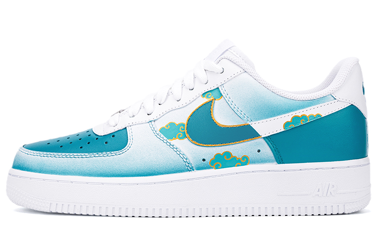 [Custom Shoes] (W) Nike Air Force 1 Low 'White Blue Custom Clouds'