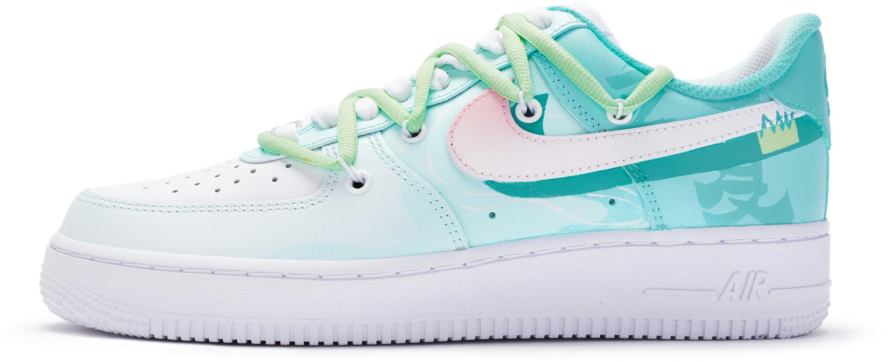 custom-shoes-women-nike-air-force-1-low-white-green-pink