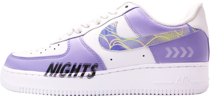 (W) 【カスタムシューズ】(女性用) ナイキ エア フォース 1 ロー 'ホワイトパープル' DD8959-100(Team48-夜魅) Buy (W) 【カスタムシューズ】(女性用) ナイキ エア フォース 1 ロー 'ホワイトパープル' DD8959-100(Team48-夜魅)
