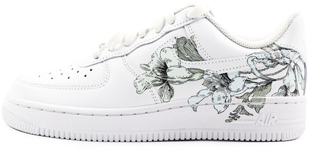 【定制球鞋】Nike Air Force 1 Low Triple White 空軍一號 國風白玉蘭 低幫 板鞋 女款 灰白 Buy 【定制球鞋】Nike Air Force 1 Low Triple White 空軍一號 國風白玉蘭 低幫 板鞋 女款 灰白