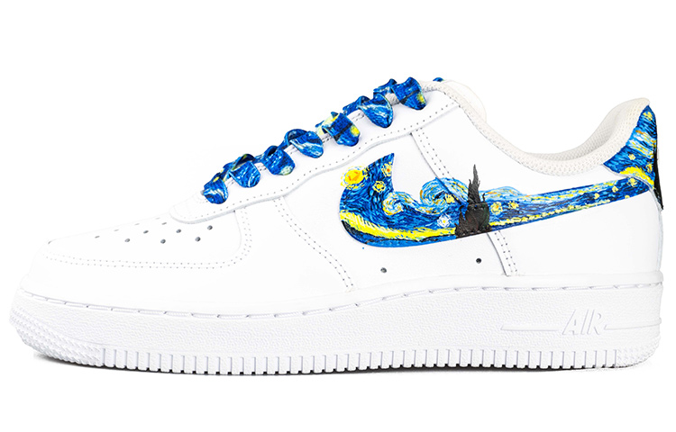 [Custom Shoes] (W) Nike Air Force 1 Low 'White Blue Hand-Painted'