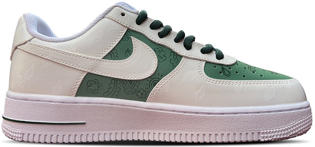 (W) 【カスタムシューズ】(女性用) ナイキ エアフォース1 ロー 'ホワイトグリーンペイズリー' DD8959-100(TeamD-白绿腰果花) Order (W) 【カスタムシューズ】(女性用) ナイキ エアフォース1 ロー 'ホワイトグリーンペイズリー' DD8959-100(TeamD-白绿腰果花)