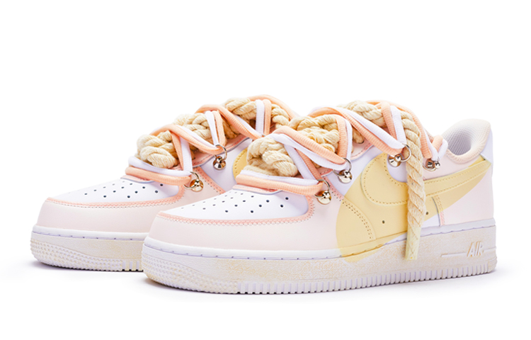 Lookbook (W) ナイキ エアフォース1 '白ピンク黄T10' カスタム DD8959-100(TeamR-女款''T10粉黄)