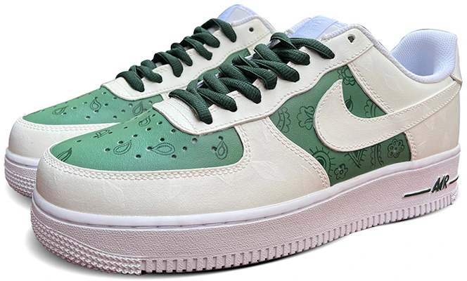 【定制球鞋】 Nike Air Force 1 Low 空軍一號 白綠腰果花 美式復古經典 手繪彩繪 低幫 板鞋 女款 米白綠 Lookbook 【定制球鞋】 Nike Air Force 1 Low 空軍一號 白綠腰果花 美式復古經典 手繪彩繪 低幫 板鞋 女款 米白綠
