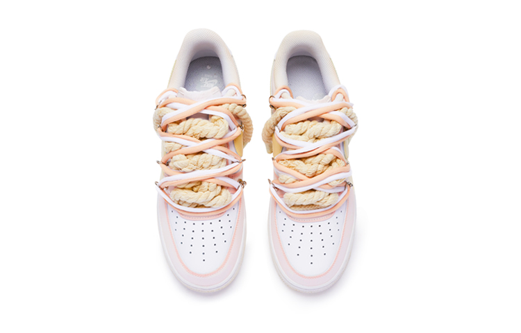 Shop (W) ナイキ エアフォース1 '白ピンク黄T10' カスタム DD8959-100(TeamR-女款''T10粉黄)