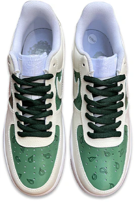 【定制球鞋】 Nike Air Force 1 Low 空軍一號 白綠腰果花 美式復古經典 手繪彩繪 低幫 板鞋 女款 米白綠 Shop 【定制球鞋】 Nike Air Force 1 Low 空軍一號 白綠腰果花 美式復古經典 手繪彩繪 低幫 板鞋 女款 米白綠