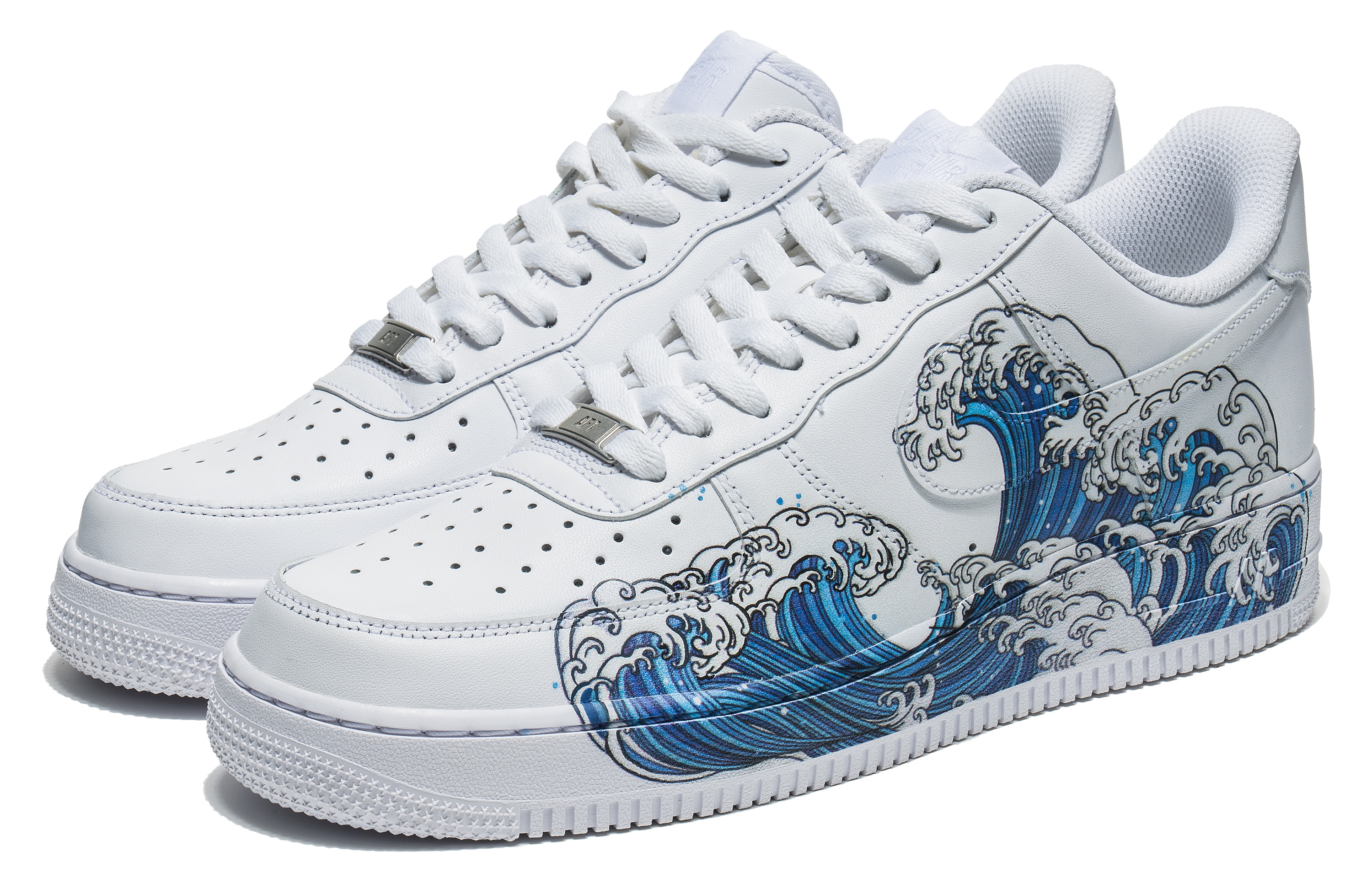 Lookbook (W) ナイキ エア フォース 1 ロー "和風鶴浮世絵ウェーブ" カスタムシューズ (女性用) DD8959-100(TeamB-女款海浪)