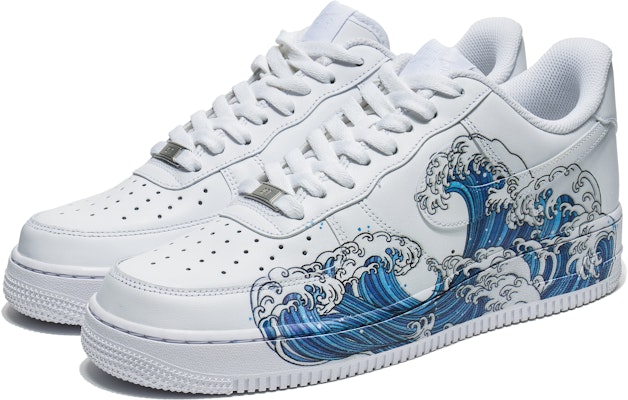 【訂製球鞋】Nike Air Force 1 Low 空軍一號 野鶴製造 浮世繪 海浪 穿搭 數碼噴繪 低筒 板鞋 女款 白藍 Lookbook 【訂製球鞋】Nike Air Force 1 Low 空軍一號 野鶴製造 浮世繪 海浪 穿搭 數碼噴繪 低筒 板鞋 女款 白藍