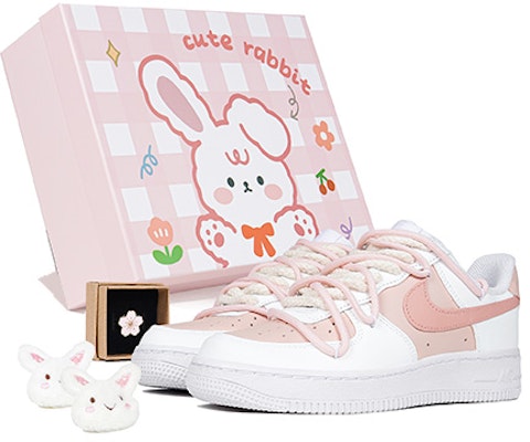 【定制球鞋】Nike Air Force 1 Low 空軍一號 定制 兔年 棉麻鞋帶 休閒 低幫 板鞋 女款 玫粉色 Buy 【定制球鞋】Nike Air Force 1 Low 空軍一號 定制 兔年 棉麻鞋帶 休閒 低幫 板鞋 女款 玫粉色