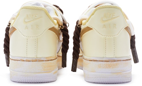 【定制球鞋】 Nike Air Force 1 Low "T10" 雙鞋帶 手繪噴繪特殊鞋盒 低幫 板鞋 女款 黃棕白 Purchase 【定制球鞋】 Nike Air Force 1 Low "T10" 雙鞋帶 手繪噴繪特殊鞋盒 低幫 板鞋 女款 黃棕白