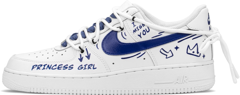 【定製球鞋】Nike Air Force 1 Low FZBB 青春校園 防滑耐磨 低筒 板鞋 女款 藍白 Buy 【定製球鞋】Nike Air Force 1 Low FZBB 青春校園 防滑耐磨 低筒 板鞋 女款 藍白