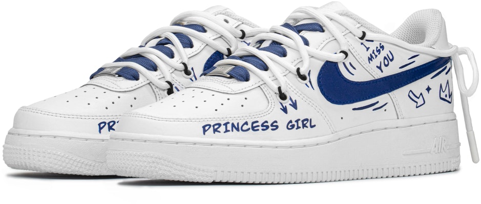 【定製球鞋】Nike Air Force 1 Low FZBB 青春校園 防滑耐磨 低筒 板鞋 女款 藍白 Lookbook 【定製球鞋】Nike Air Force 1 Low FZBB 青春校園 防滑耐磨 低筒 板鞋 女款 藍白