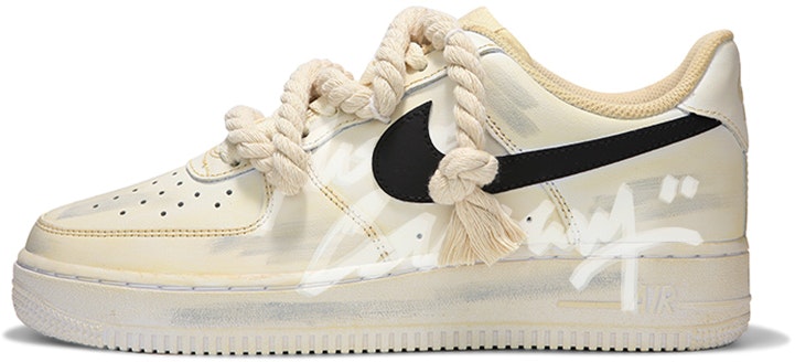 custom-shoes-women-nike-air-force-1-low-beige-oxidized-graffiti-deconstructed-strap-vintage