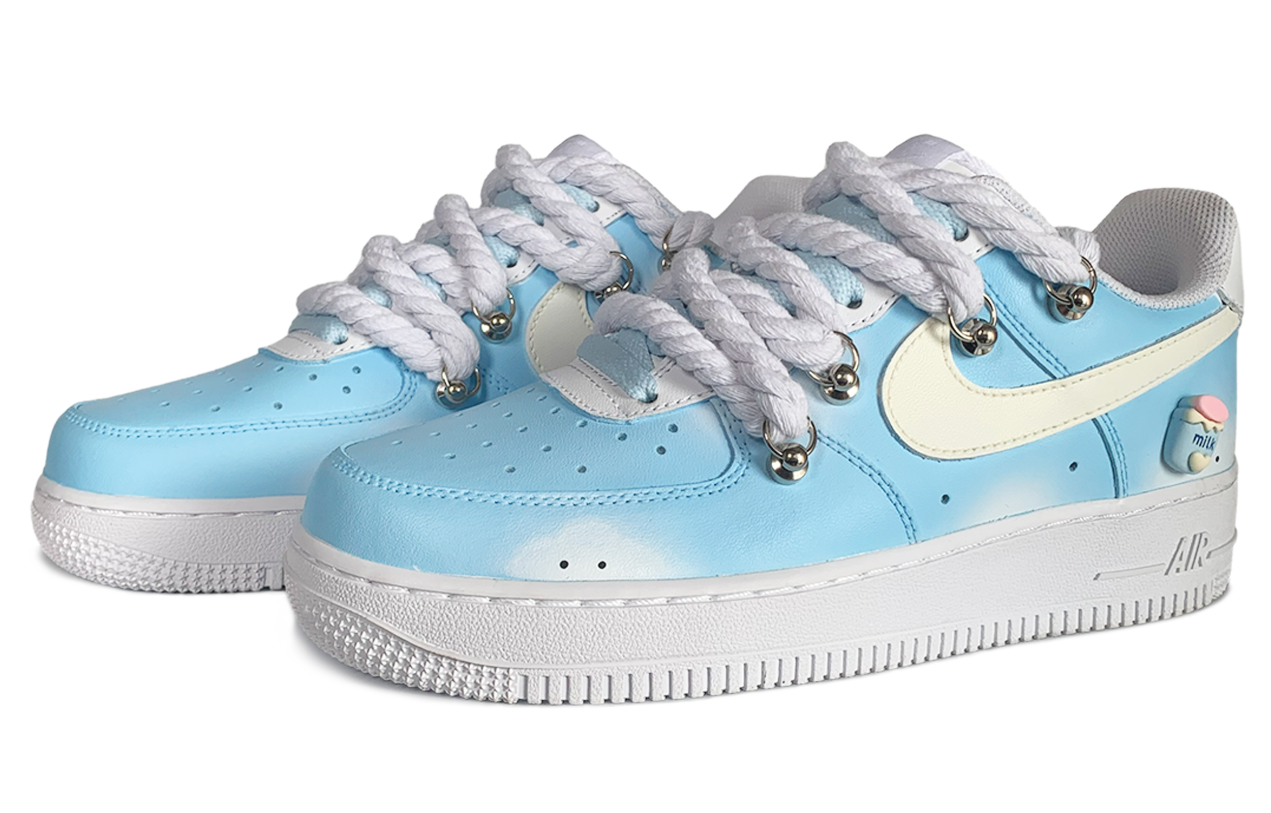 Lookbook (W) [Kasut Custom] Nike Air Force 1 Low Dual Laces 'Ice Milk Blue' DD8959-100(TeamD-女款冰牛奶)