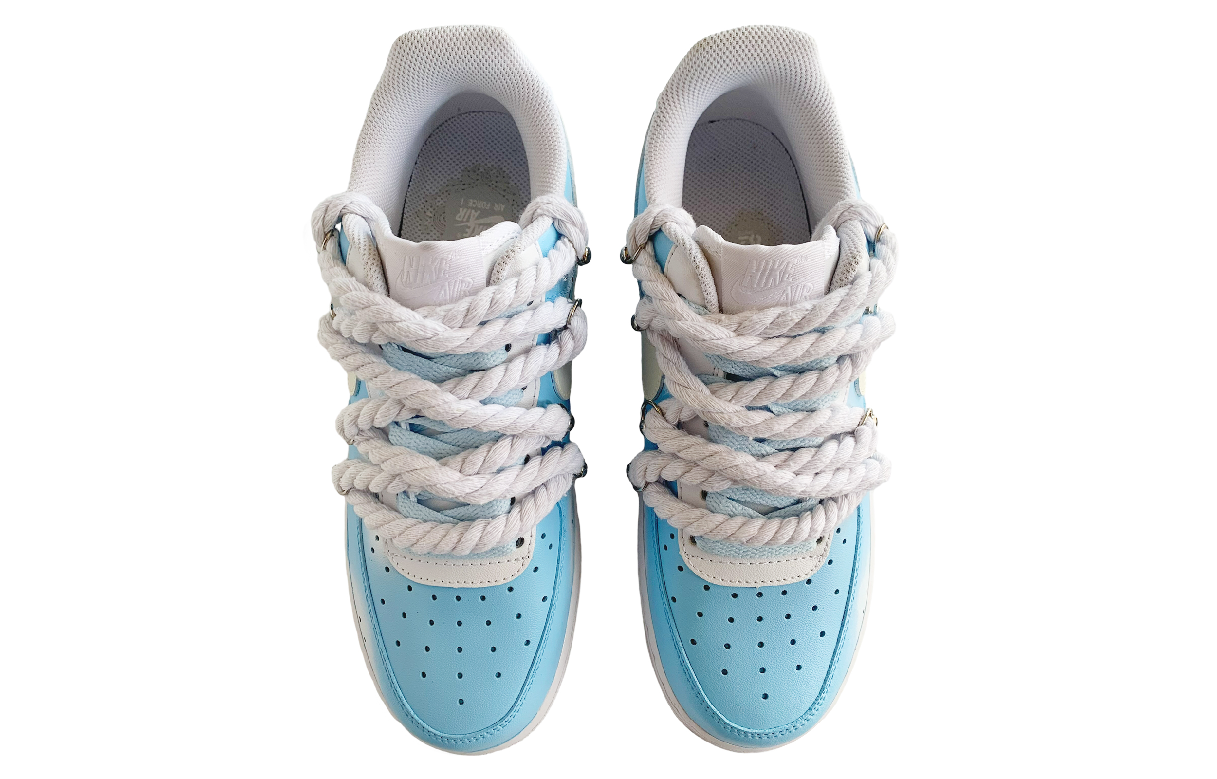 Shop (W) [Kasut Custom] Nike Air Force 1 Low Dual Laces 'Ice Milk Blue' DD8959-100(TeamD-女款冰牛奶)