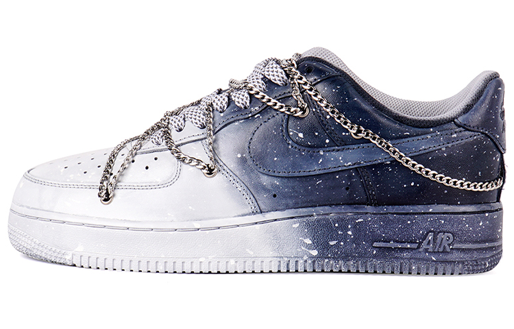 [Custom Shoes] (Women) Nike Air Force 1 Low Gray 'Street Dip-Dye Deconstructed Chain Galaxy'