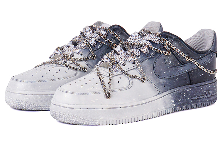 Lookbook (W) [定制鞋] Nike Air Force 1 低帮 灰色 ‘街头染色解构链银河’ DD8959-100(Team拾柒-女款星空灰色)