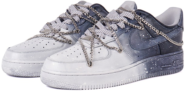 【定制球鞋】Nike Air Force 1 Low 街頭風 浸染 解構鏈條 星空 低筒 板鞋 女款 灰色 Lookbook 【定制球鞋】Nike Air Force 1 Low 街頭風 浸染 解構鏈條 星空 低筒 板鞋 女款 灰色