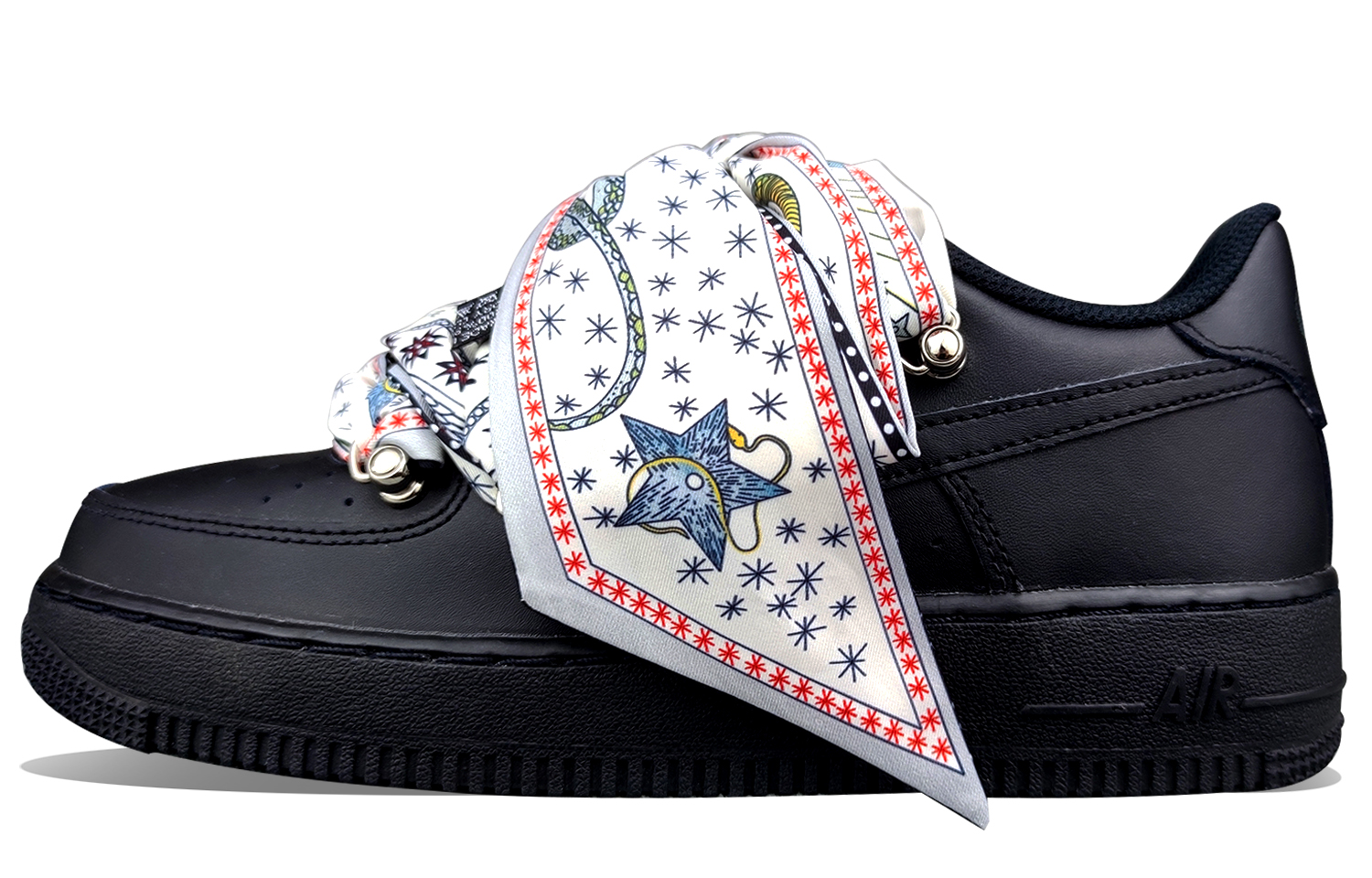 Buy (W) 나이키 에어포스 1 로우 '블랙 실크' (커스텀) DH2920-001(Team50-AF黑女中古绑带QD)