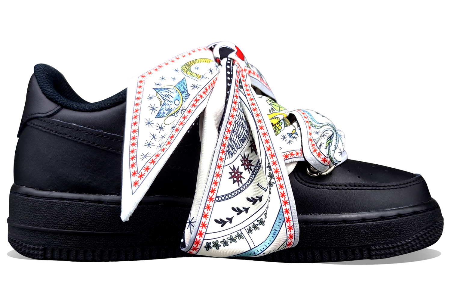 Order (W) 나이키 에어포스 1 로우 '블랙 실크' (커스텀) DH2920-001(Team50-AF黑女中古绑带QD)