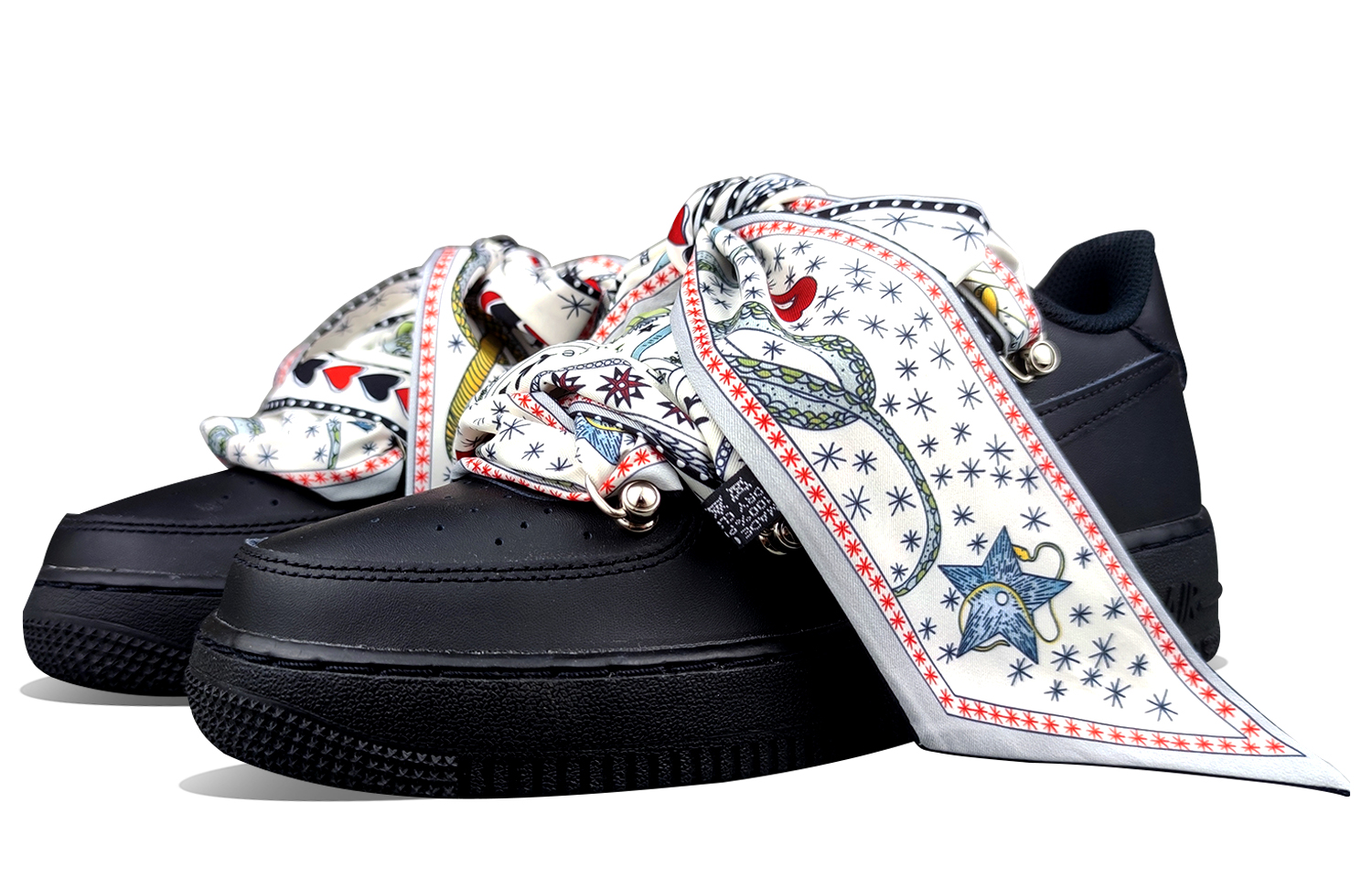 Lookbook (W) 나이키 에어포스 1 로우 '블랙 실크' (커스텀) DH2920-001(Team50-AF黑女中古绑带QD)